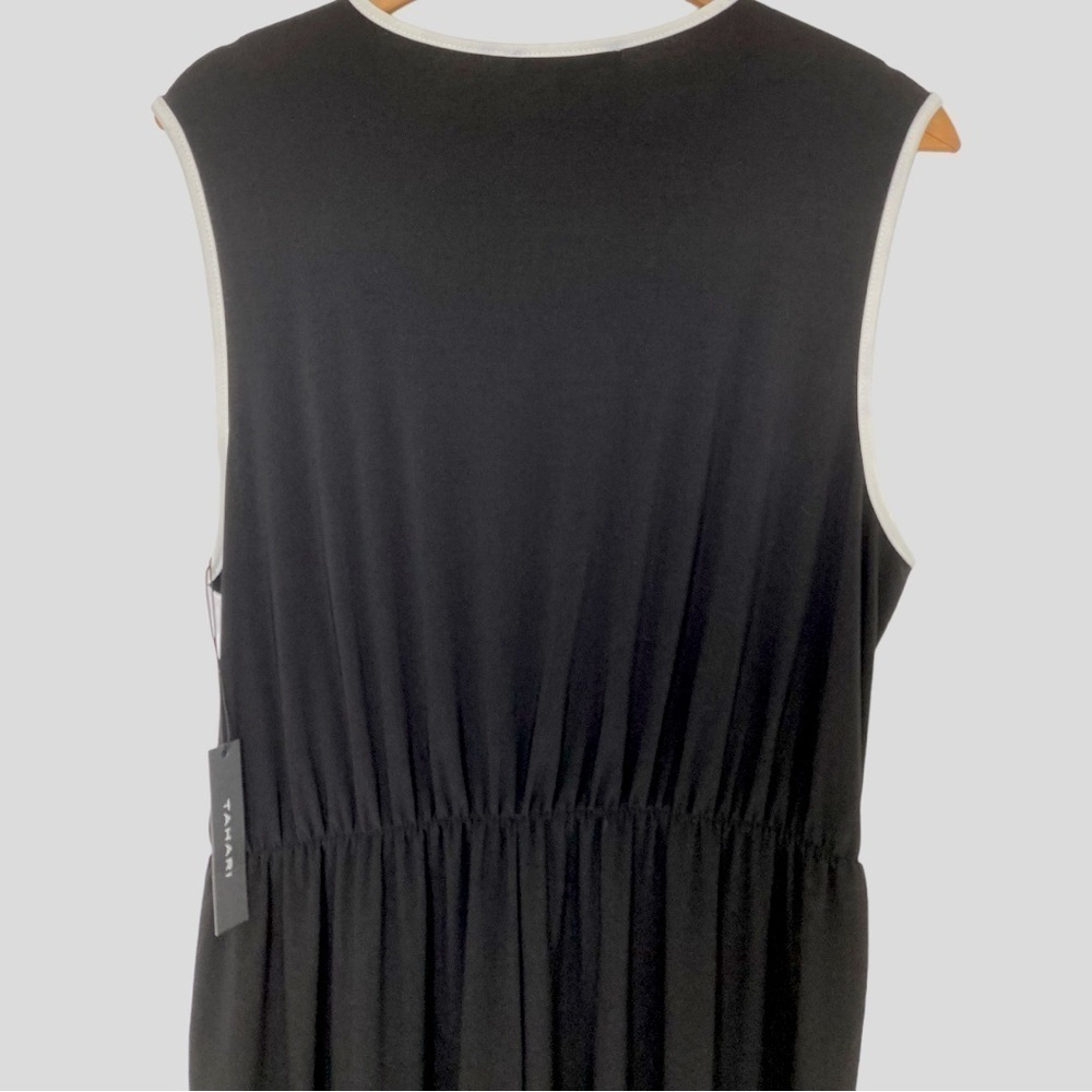 NWT Tahari USA Women’s 2X Liquid Knit Wide Leg Black & White Sleeveless Jumpsuit - Picture 5 of 9